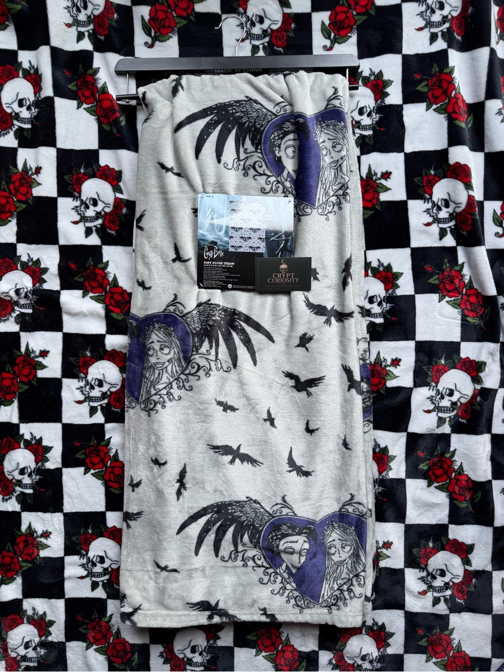 Tim Burton Corpse Bride Halloween Emily & Victor Heart Plush Throw Blanket